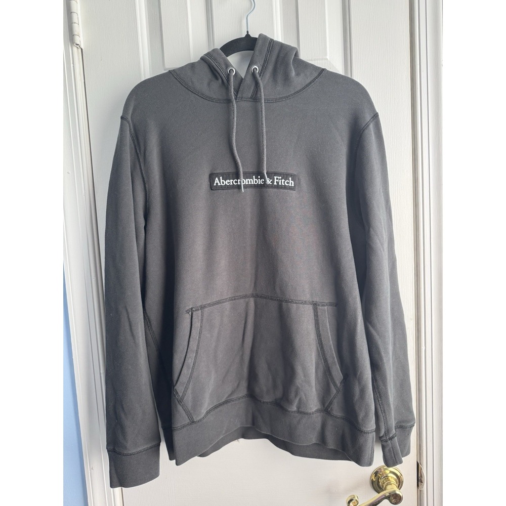 Vintage Y2K Abercrombie & Fitch Hoodie Mens Large Charcoal Gray Embroidered Logo